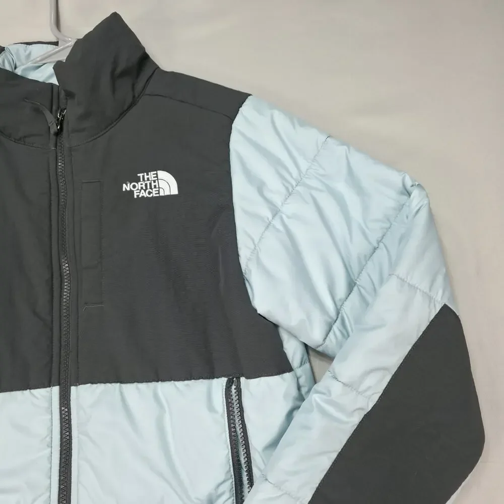 The North Face Youth L/G 14 16 Puffer Jacket Blue Black Insulated Coat